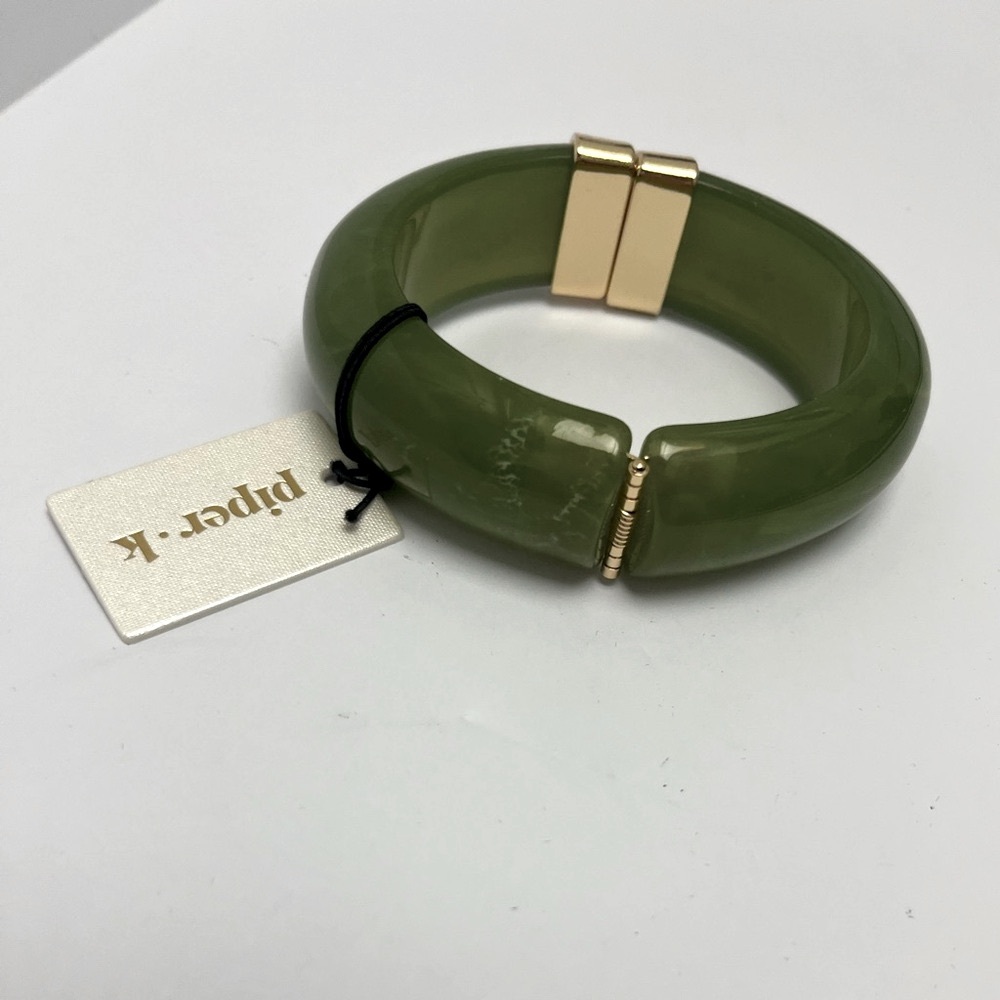 NWT ⚜️🫒⚜️ Piper K Gorgeous Olive green Bangle Bracelet - Picture 6 of 9